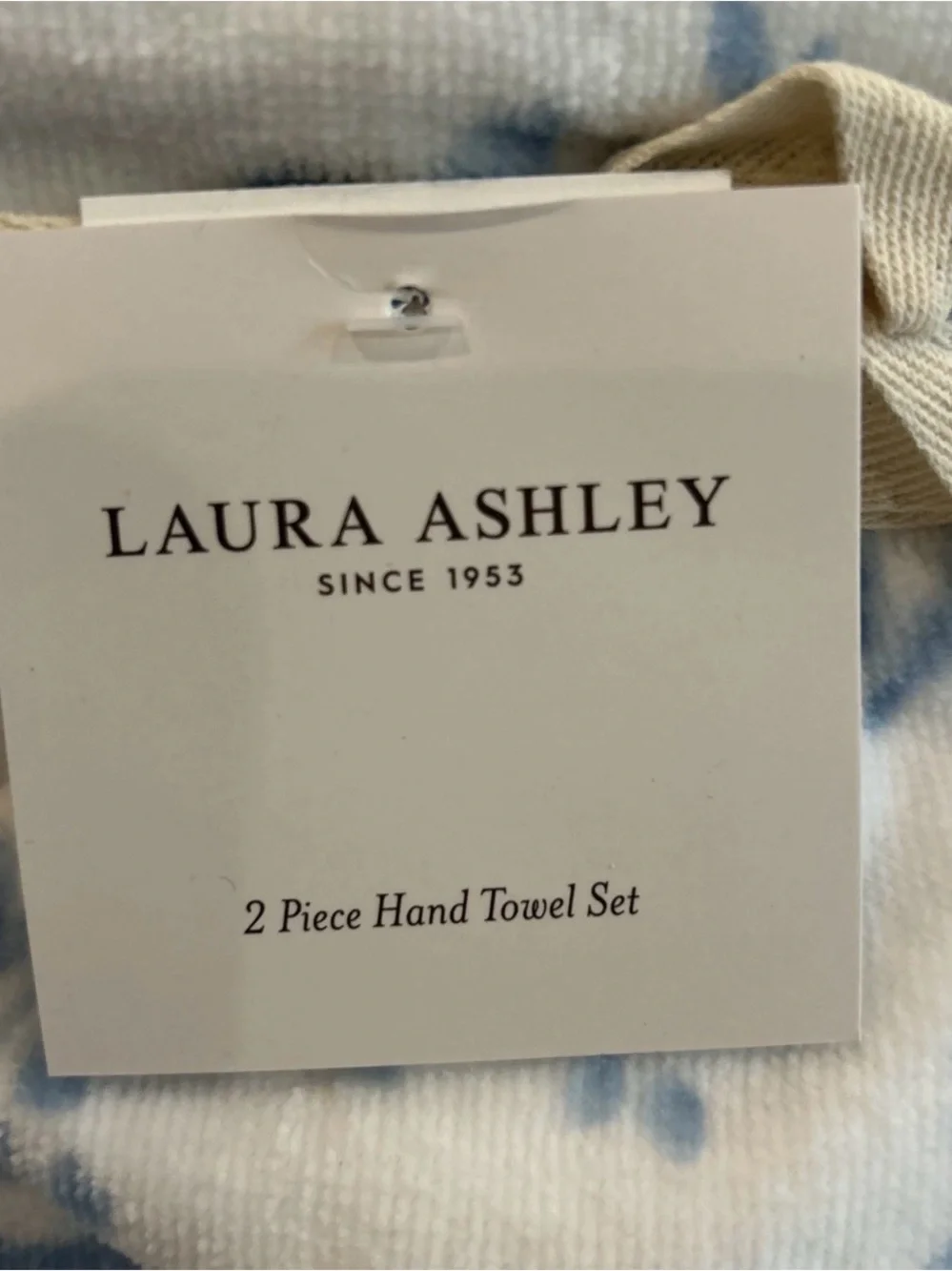 Laura Ashley 4 Pc Set FLORAL TOILE Blue Velour Bath & Hand Towels Set Cottage